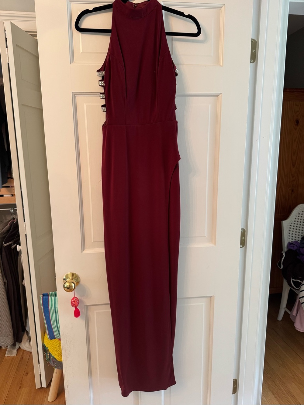 Speechless Burgundy Halter Prom Dress